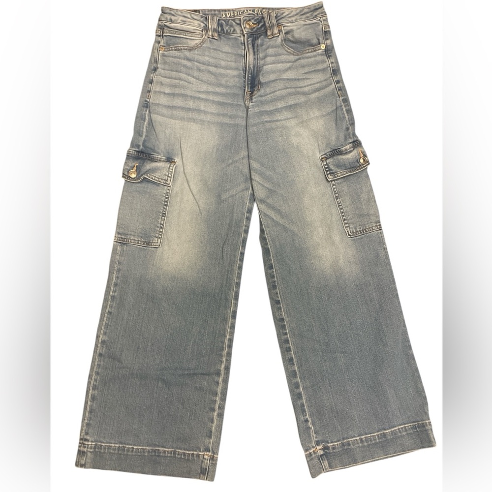 American Eagle, Super High-Rise Baggy Wide Leg Jeans, Size 6
